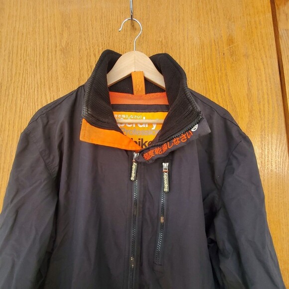 SuperDry Japan Professional The Windhiker Jacket Men's Size L Black/Orange Zip - Picture 9 of 16